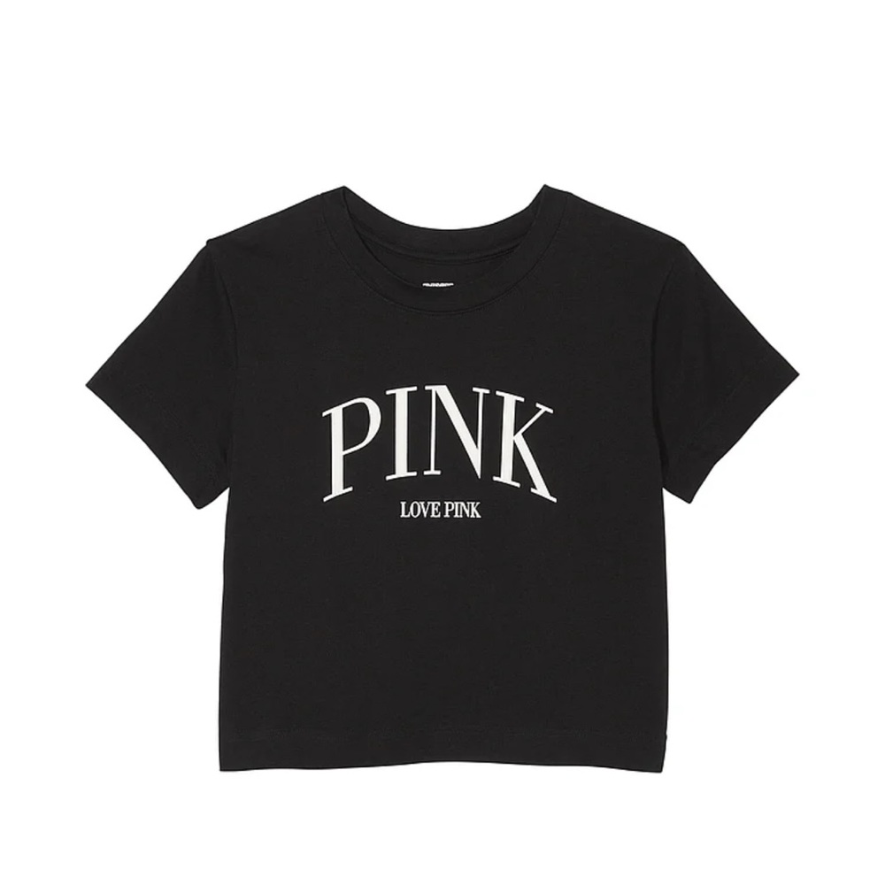 VICTORIA SECRETS WOMANS CROP TOP SHORT SLEEVE CROP TOP SZ MEDIUM NWT IN BLACK